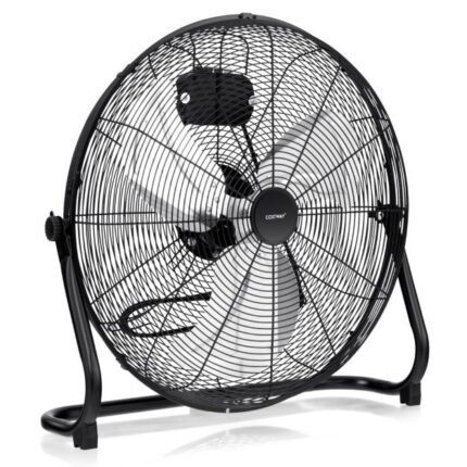Ventilateur de Sol 51 cm à 3 Vitesses 160W Ventilateur Industriel avec Angle D'inclinaison Réglable à 145° Noir